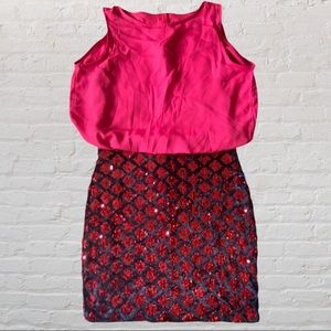 Romwe Women's Sparkle Sequin Tank Dress Red Medium